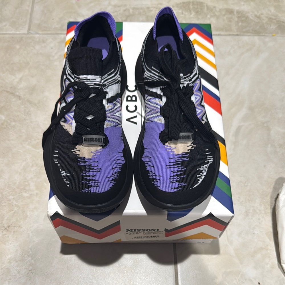 Missoni Black and Purple Sneakers with Gradient Design